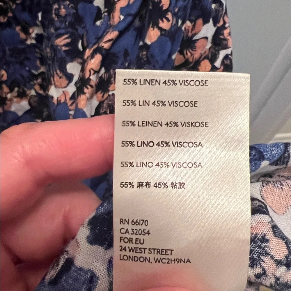Free People Pattern Play Mini Floral Dress Cool Combo Women XS Blue Linen Blend
